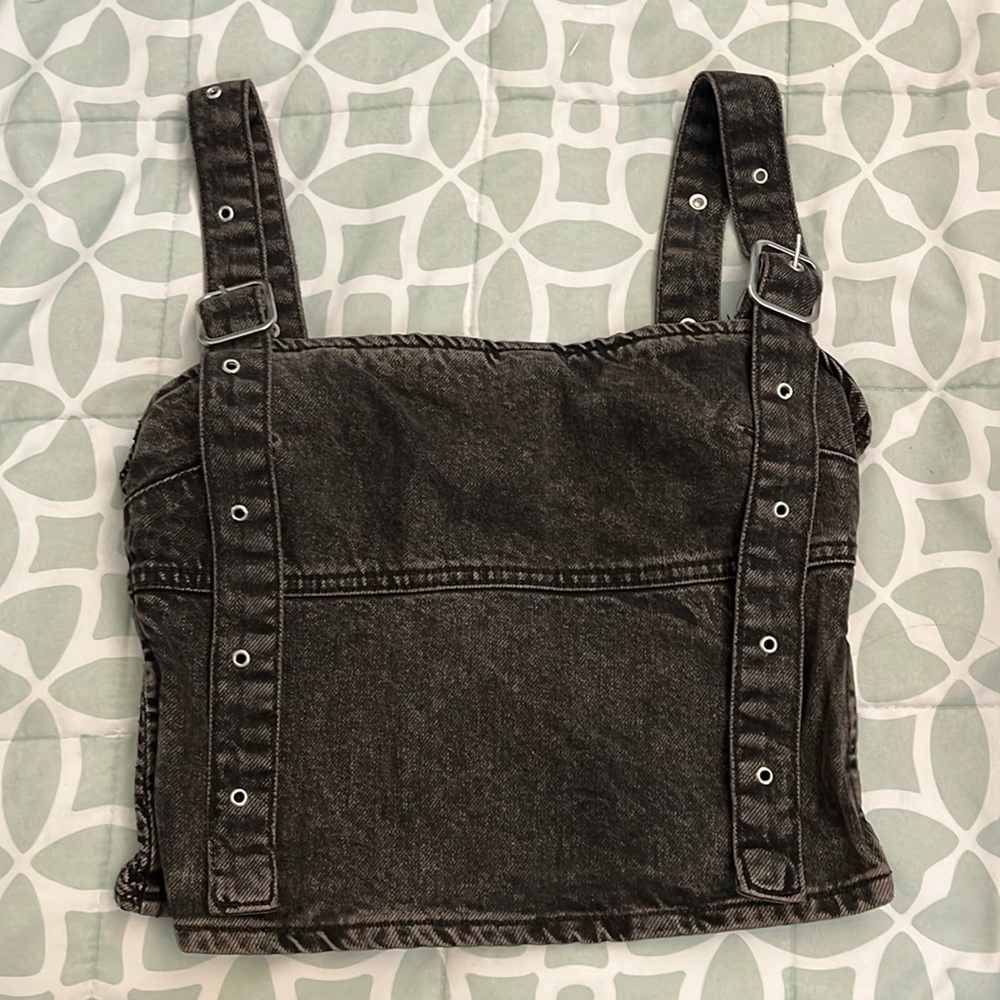 Zara Black Denim Crop Top